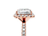 Rose gold Princess Halo Round Diamond Pavé Band Four-Prong Ring_8