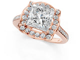 Rose gold Princess Halo Round Diamond Pave Band with Four-Prong Setting_40