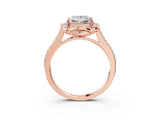 Rose gold Princess Halo Round Diamond Pave Band with Four-Prong Setting_42