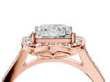 Rose gold Princess Halo Round Diamond Pave Band with Four-Prong Setting_43