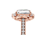 Rose gold Princess Halo Round Diamond Pave Band with Four-Prong Setting_44