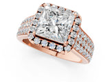 Rose gold Princess Halo Round Diamond Pave Band with Prong Setting 1