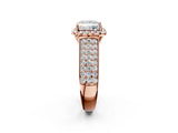 Rose gold Princess Halo Round Diamond Pave Band with Prong Setting 2