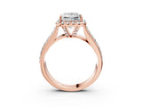 Rose gold Princess Halo Round Diamond Pave Band with Prong Setting 3