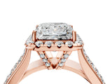 Rose gold Princess Halo Round Diamond Pave Band with Prong Setting 4