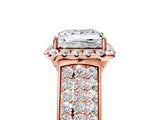 Rose gold Princess Halo Round Diamond Pave Band with Prong Setting 5