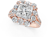 Rose gold Princess Halo Split Shank Diamond Engagement Ring with Pave Band and Four-Prong Setting_55