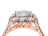 Rose gold Princess Halo Split Shank Diamond Engagement Ring with Pave Band and Four-Prong Setting_58