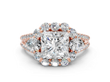 Rose gold Princess Halo Split Shank Diamond Engagement Ring with Prong Setting_20