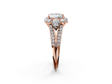Rose gold Princess Halo Split Shank Diamond Engagement Ring with Prong Setting_22