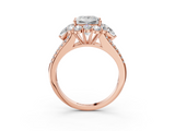 Rose gold Princess Halo Split Shank Diamond Engagement Ring with Prong Setting_23