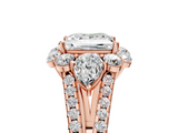 Rose gold Princess Halo Split Shank Diamond Engagement Ring with Prong Setting_25