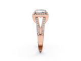 Rose gold Princess Halo Split Shank Diamond Ring with Four-Prong Setting_38