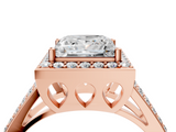 Rose gold Princess Halo Split Shank Diamond Ring with Four-Prong Setting_40