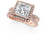 Rose gold Princess Halo Split Shank Diamond Ring with Pavé Setting 1