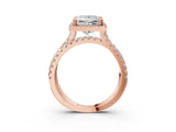 Rose gold Princess Halo Split Shank Diamond Ring with Pavé Setting 3