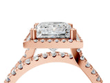 Rose gold Princess Halo Split Shank Diamond Ring with Pavé Setting 4