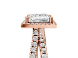 Rose gold Princess Halo Split Shank Diamond Ring with Pavé Setting 5