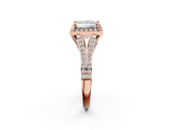 Rose gold Princess Halo Split Shank Diamond Ring with Prong Setting_22