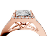 Rose gold Princess Halo Split Shank Diamond Ring with Prong Setting_24