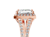 Rose gold Princess Halo Split Shank Diamond Ring with Prong Setting_25
