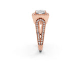 Rose gold Princess Halo Split Shank Milgrain Diamond Ring_20
