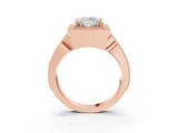 Rose gold Princess Halo Split Shank Milgrain Diamond Ring_21
