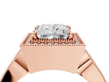 Rose gold Princess Halo Split Shank Milgrain Diamond Ring_22