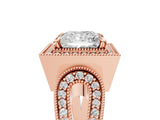 Rose gold Princess Halo Split Shank Milgrain Diamond Ring_23
