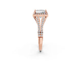Rose gold Princess Halo Split Shank Pave Diamond Ring with Four-Prong Setting_51