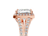 Rose gold Princess Halo Split Shank Pave Diamond Ring with Four-Prong Setting_54