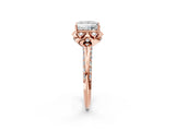 Rose gold Princess Halo Split Shank Pave Diamond Ring with Petal Prong Setting_22