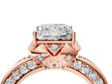 Rose gold Princess Halo Split Shank Pave Diamond Ring with Petal Prong Setting_24