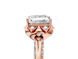 Rose gold Princess Halo Split Shank Pave Diamond Ring with Petal Prong Setting_25