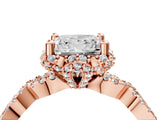 Rose gold Princess Halo Twist Band Solitaire Ring with Six-Prong Setting_36