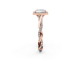 Rose gold Princess Halo Twist Band Solitaire Ring_22