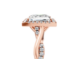 Rose gold Princess Halo Twist Band Solitaire Ring_25