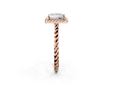 Rose gold Princess Halo Twisted Band Four-Prong Diamond Ring_21