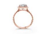 Rose gold Princess Halo Twisted Band Four-Prong Diamond Ring_22