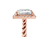 Rose gold Princess Halo Twisted Band Four-Prong Diamond Ring_24