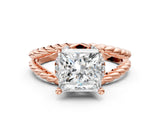 Rose gold Princess Halo Twisted Band Four-Prong Ring_32