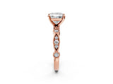 Rose gold Princess Milgrain Bezel Diamond Engagement Ring with Solitaire Prong Setting_189