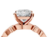 Rose gold Princess Milgrain Bezel Diamond Engagement Ring with Solitaire Prong Setting_191