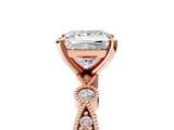 Rose gold Princess Milgrain Bezel Diamond Engagement Ring with Solitaire Prong Setting_192