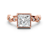 Rose gold Princess Milgrain Marquise Diamond Twist Band Ring_39