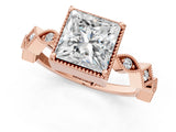 Rose gold Princess Milgrain Marquise Diamond Twist Band Ring_40