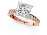 Rose gold Princess Milgrain Pave Diamond Engagement Ring with Four-Prong Setting_156