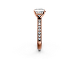 Rose gold Princess Milgrain Pave Diamond Engagement Ring with Four-Prong Setting_157