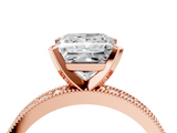 Rose gold Princess Milgrain Pave Diamond Engagement Ring with Four-Prong Setting_159
