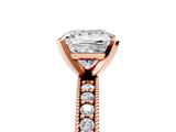 Rose gold Princess Milgrain Pave Diamond Engagement Ring with Four-Prong Setting_160